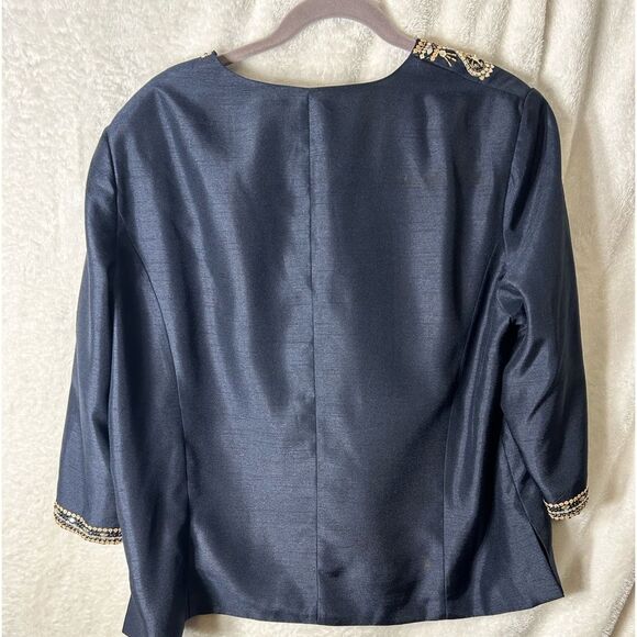 Draper’s & Damon’s NAVY BLUE Size 1X silver and gold Sequined Jacket fully lined - Picture 4 of 5